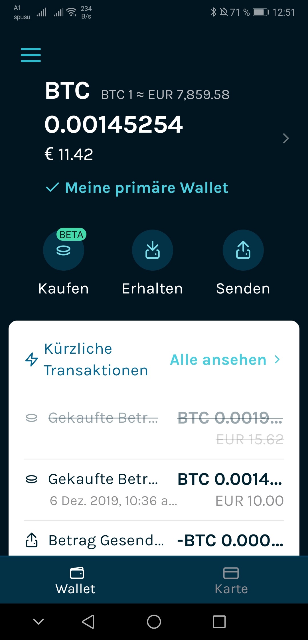 bitcoins versenden mit