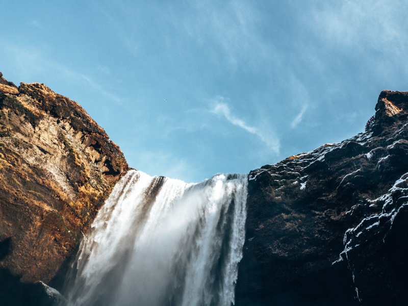 Island Skogafoss Wasserfall oben